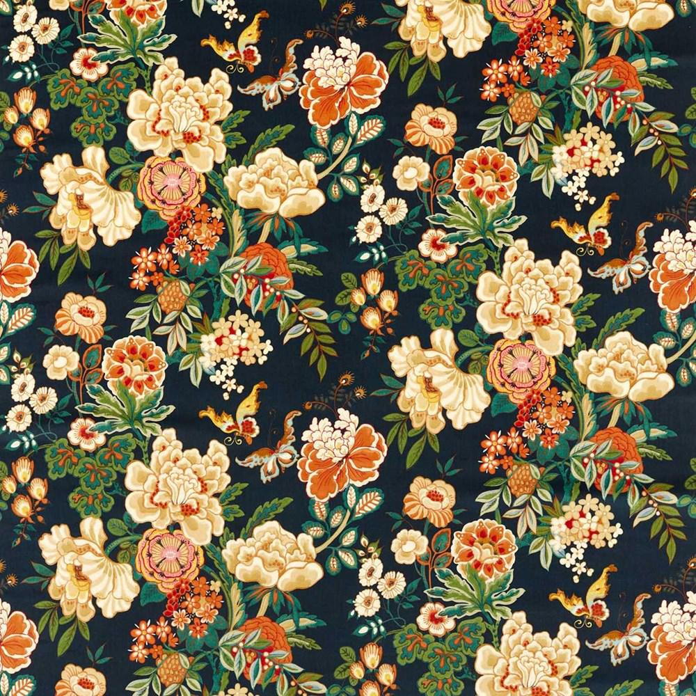 Midnight/Apricot - Emperor Peony By Sanderson || In Stitches Soft Furnishings